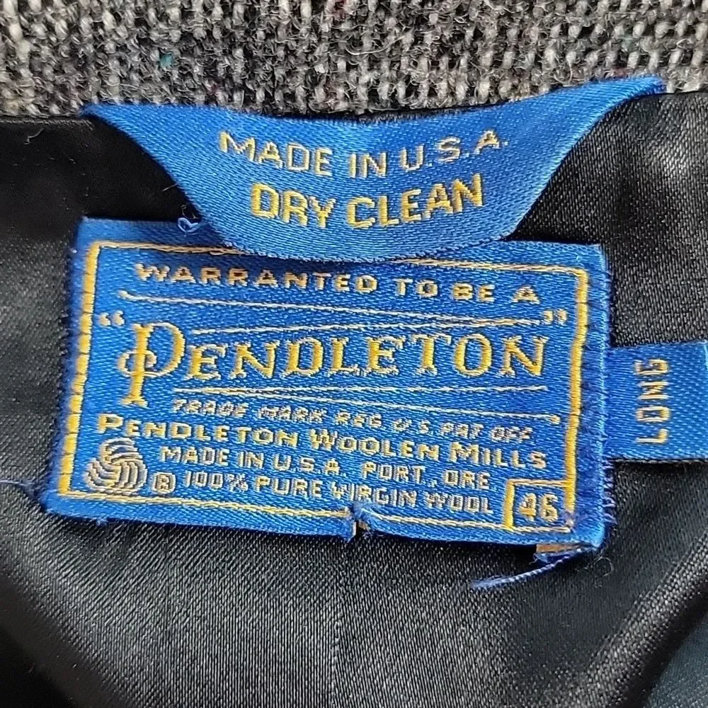 Vintage PENDLETON Car Coat Wool Donegal Tweed Jacket Mens Size 46 Long